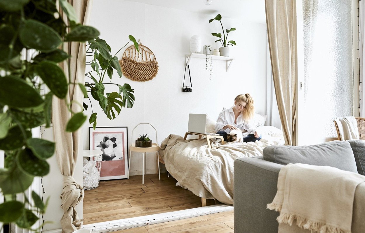 Soft aesthetic Bedroom countryside with a workplace