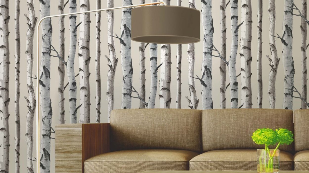 Берёзовые обои для стен