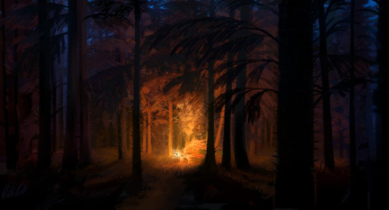 Ночной лес фэнтези