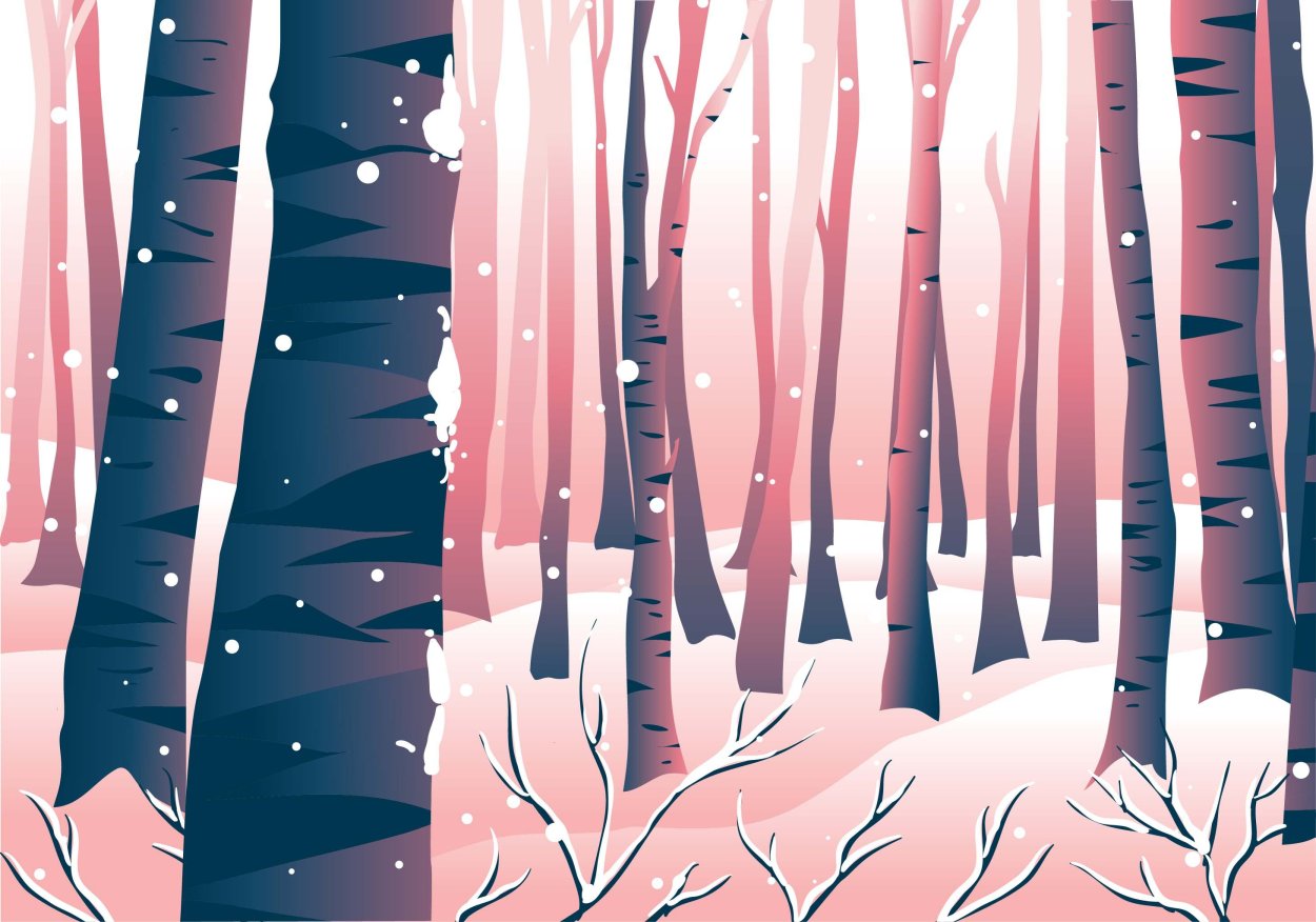 Векторный зимний лес