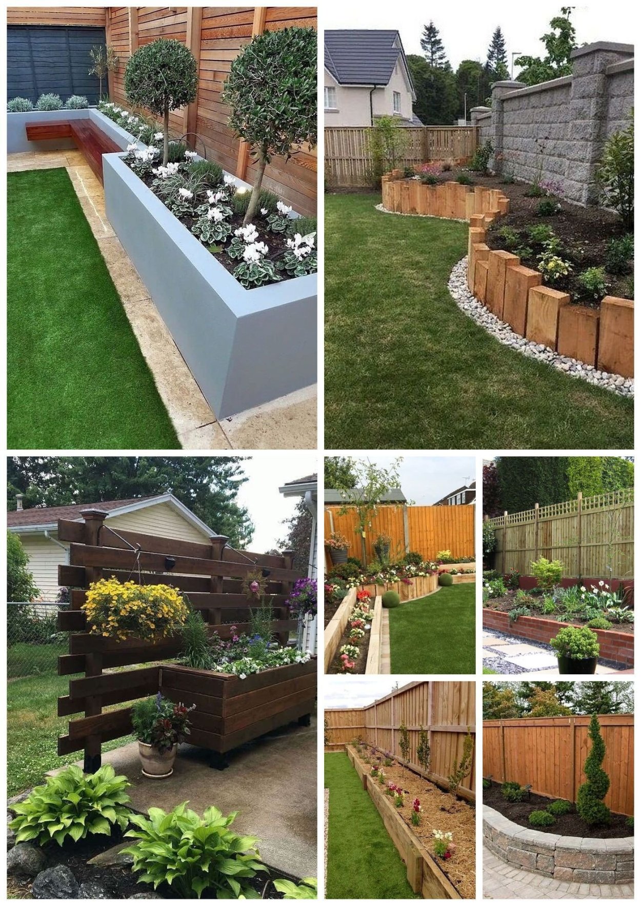 Высокая клумба вдоль забора