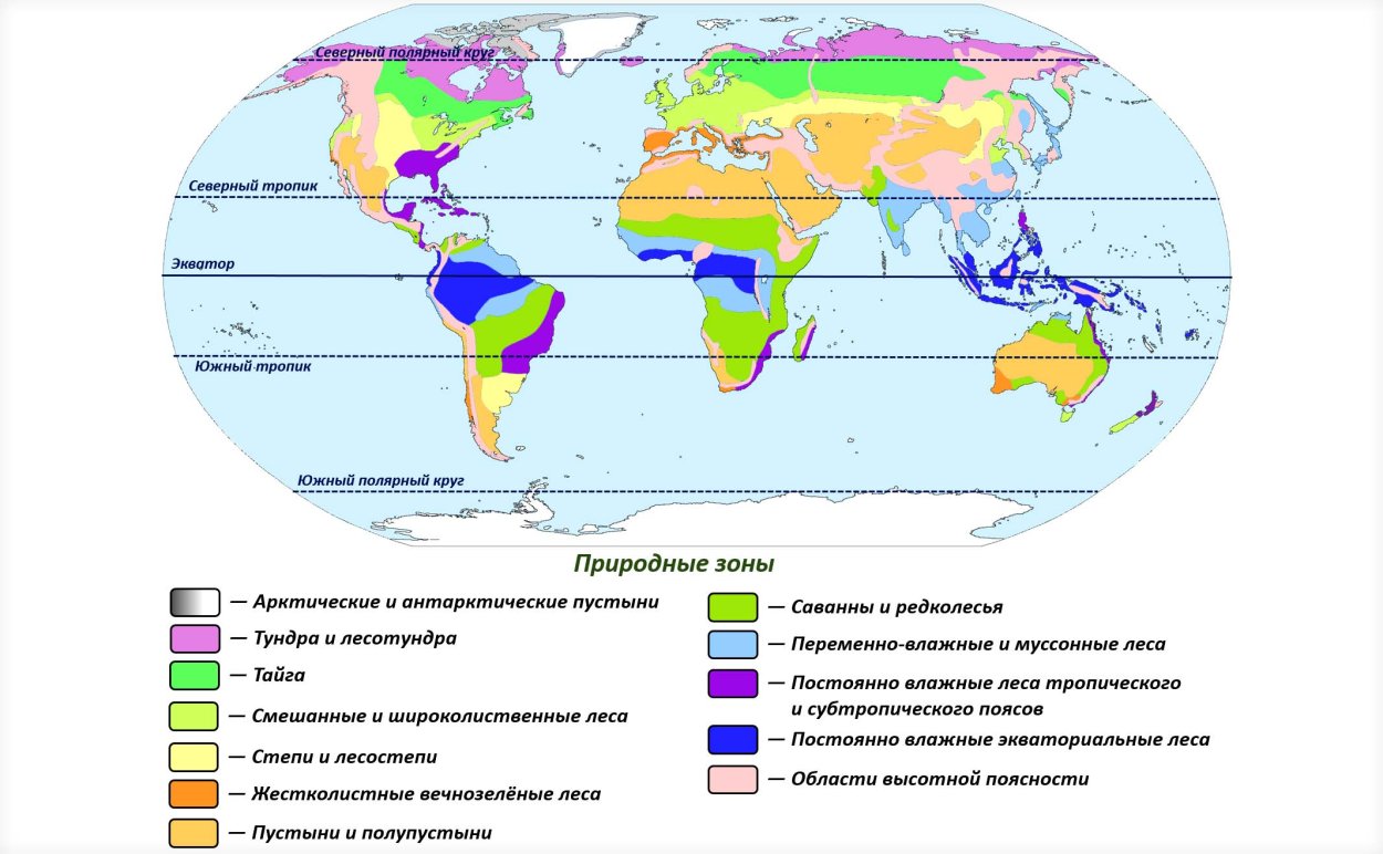 Природные зоны земли карта