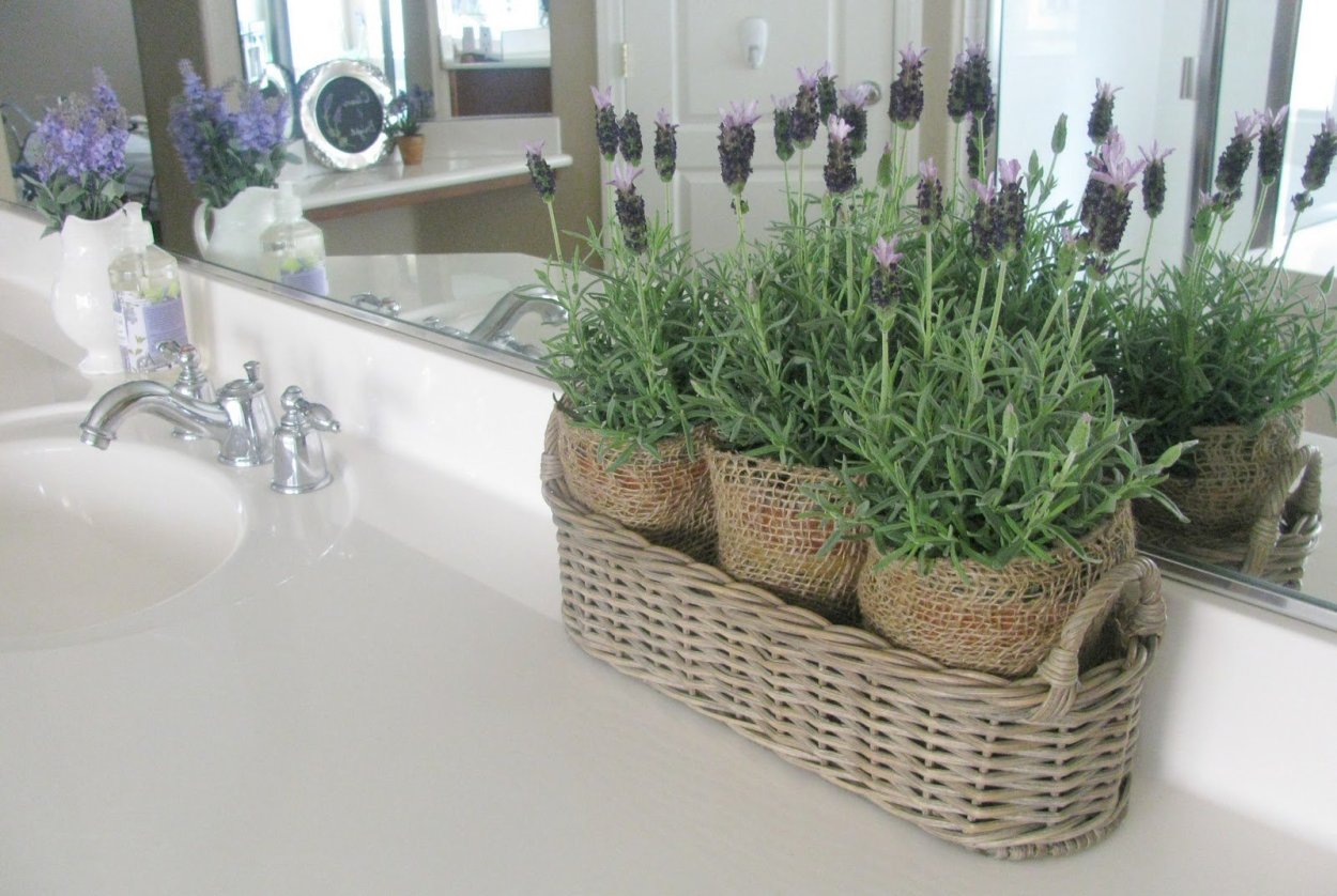 Искусственные цветы в интерьере ванной