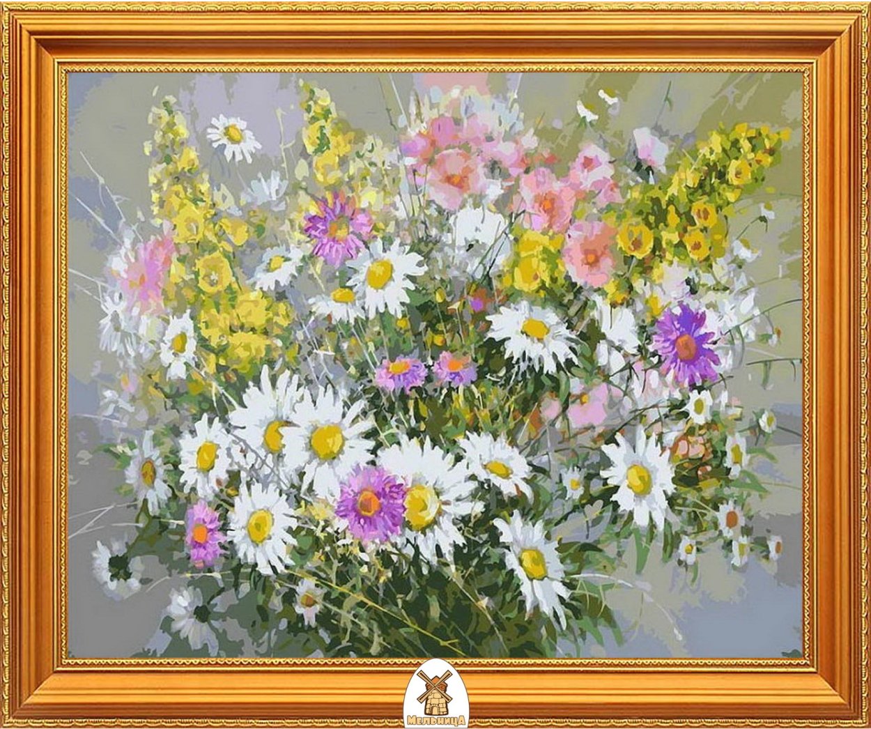 Molly картина по номерам "букет полевых ромашек" 40х50 см