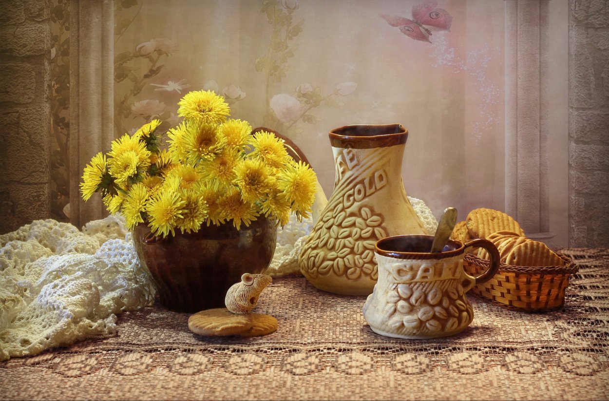 Натюрморт с глиняной посудой