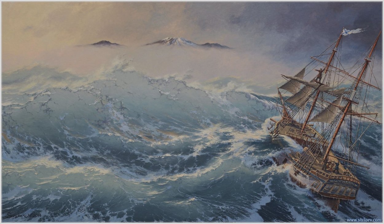 Пакетбот Беринга Святой Павел в море