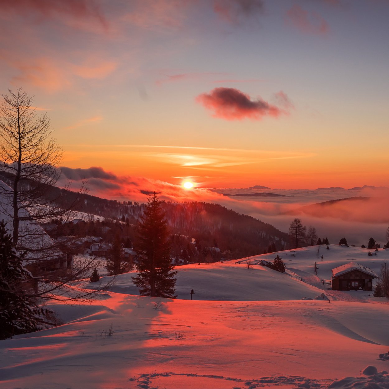 Зимний закат в горах