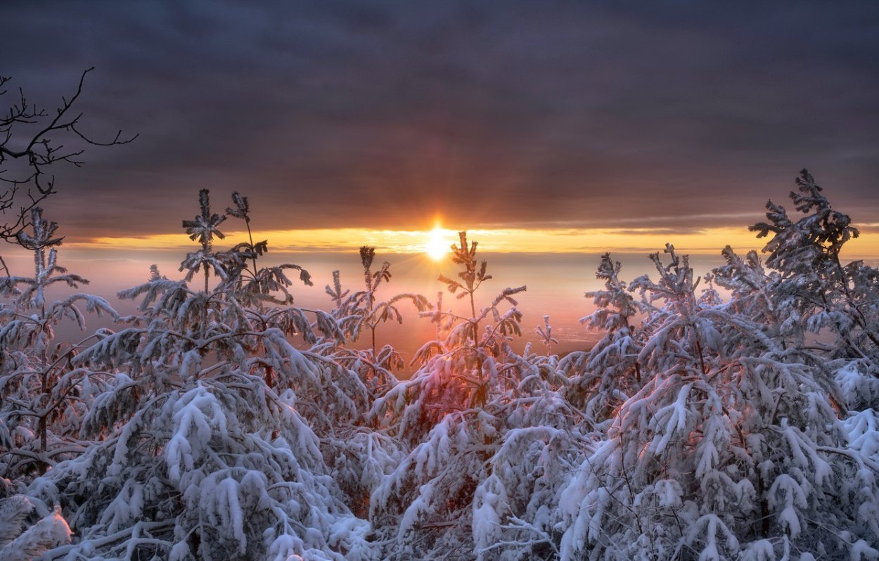 Зимний закат 6000*4000