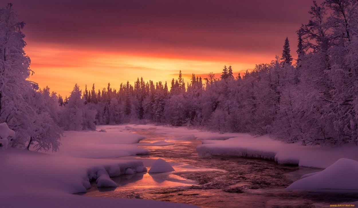 Красивый зимний закат