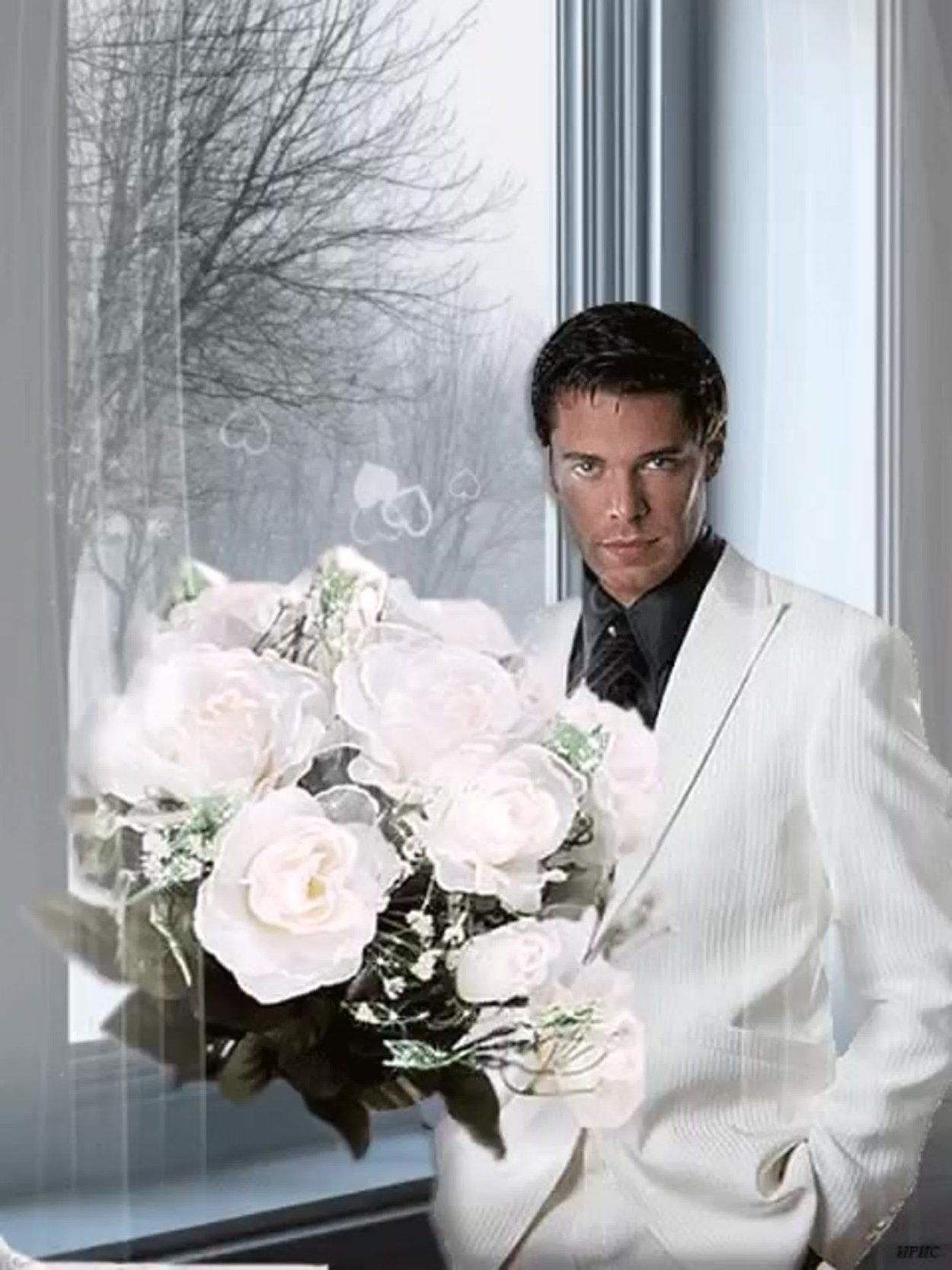 Брэд Питт с цветами