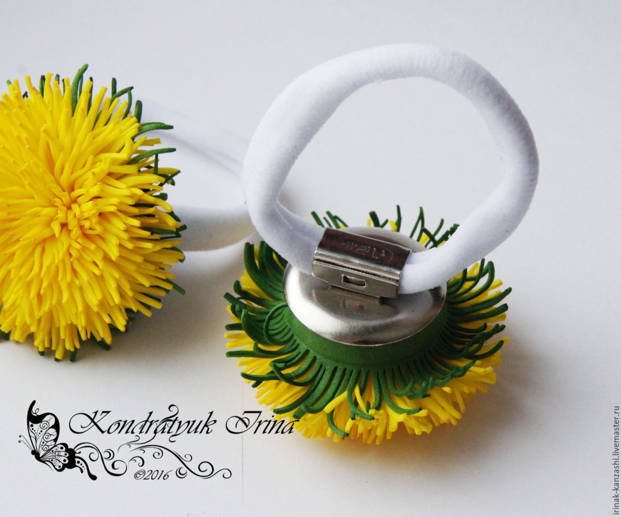 Одуванчик из фоамирана резинка для волос