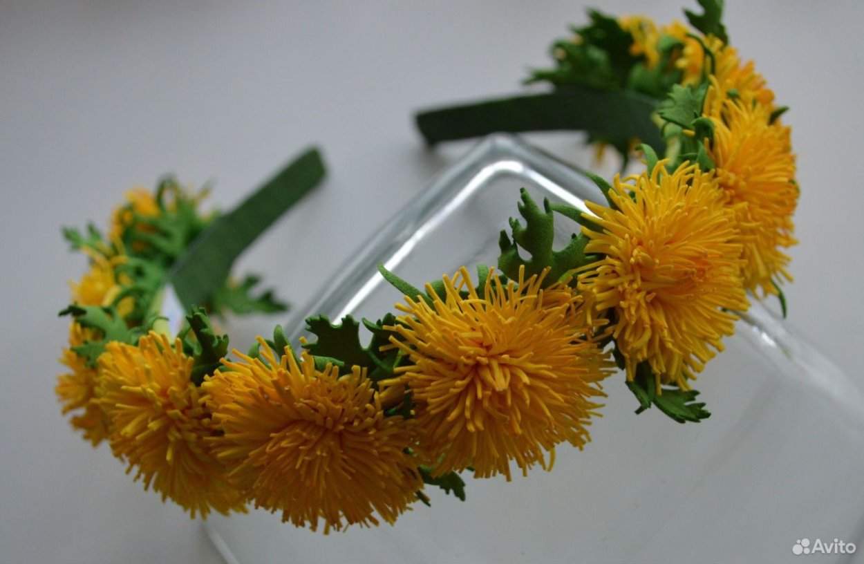Венок из одуванчиков из фоамирана мастер класс с пошаговым