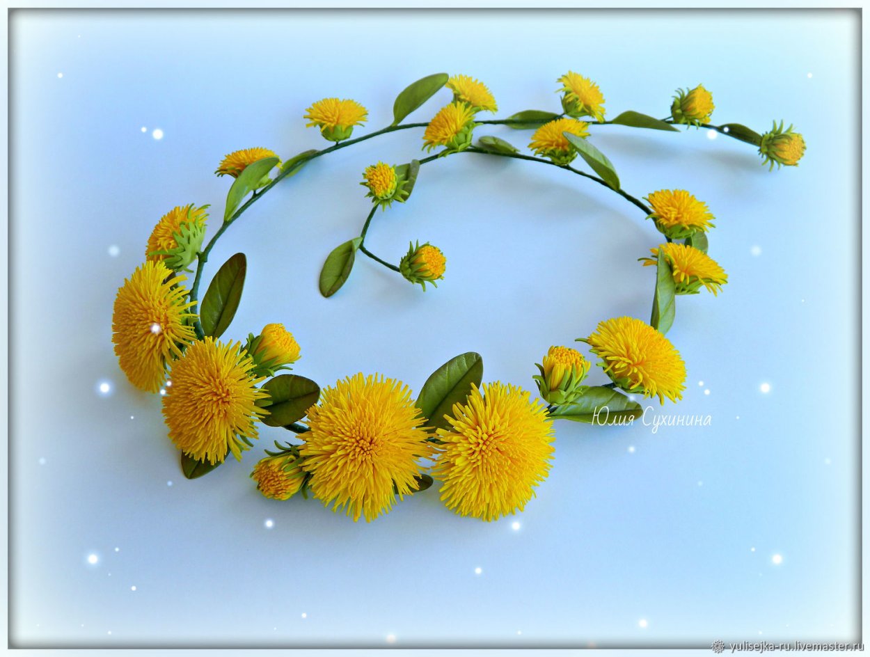 Ободок из одуванчиков из фоамирана