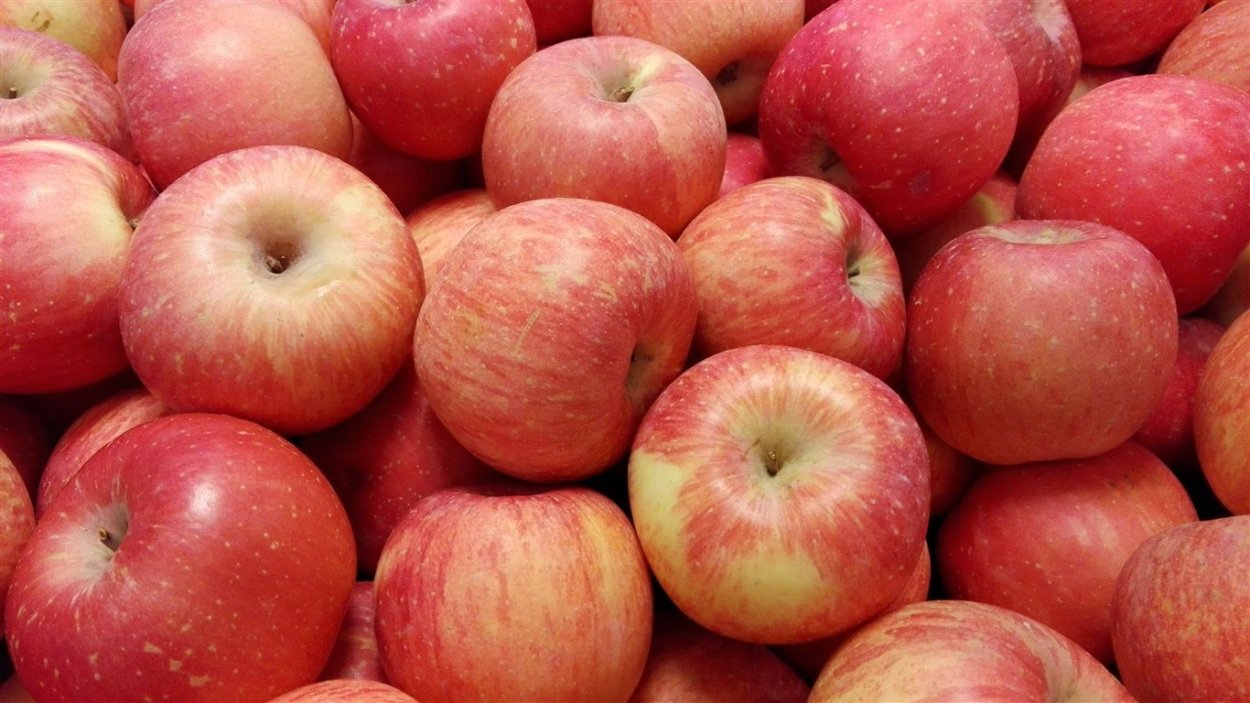 Яблоко на Красном фоне