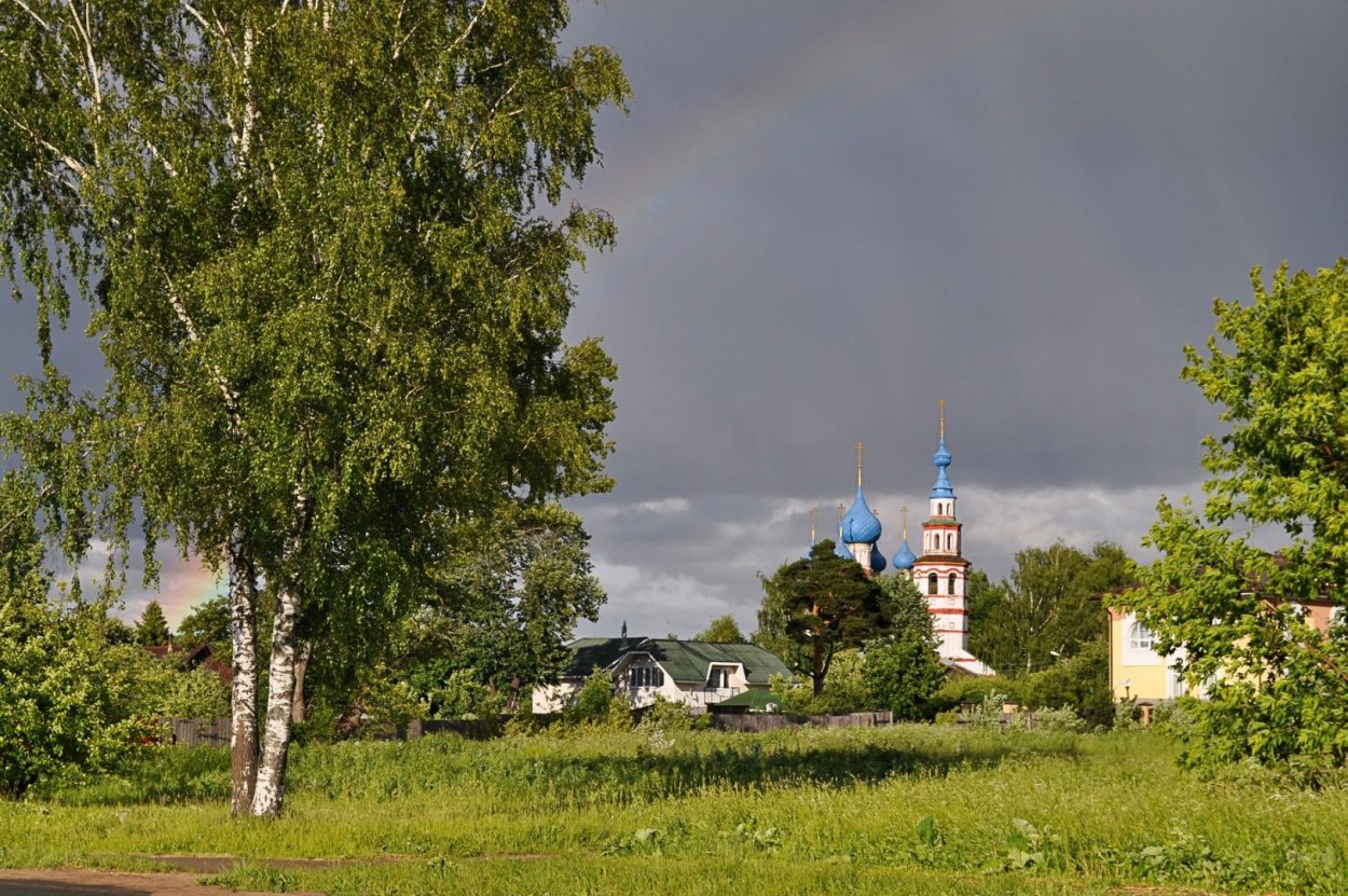 Деревня речка Березки церквушка