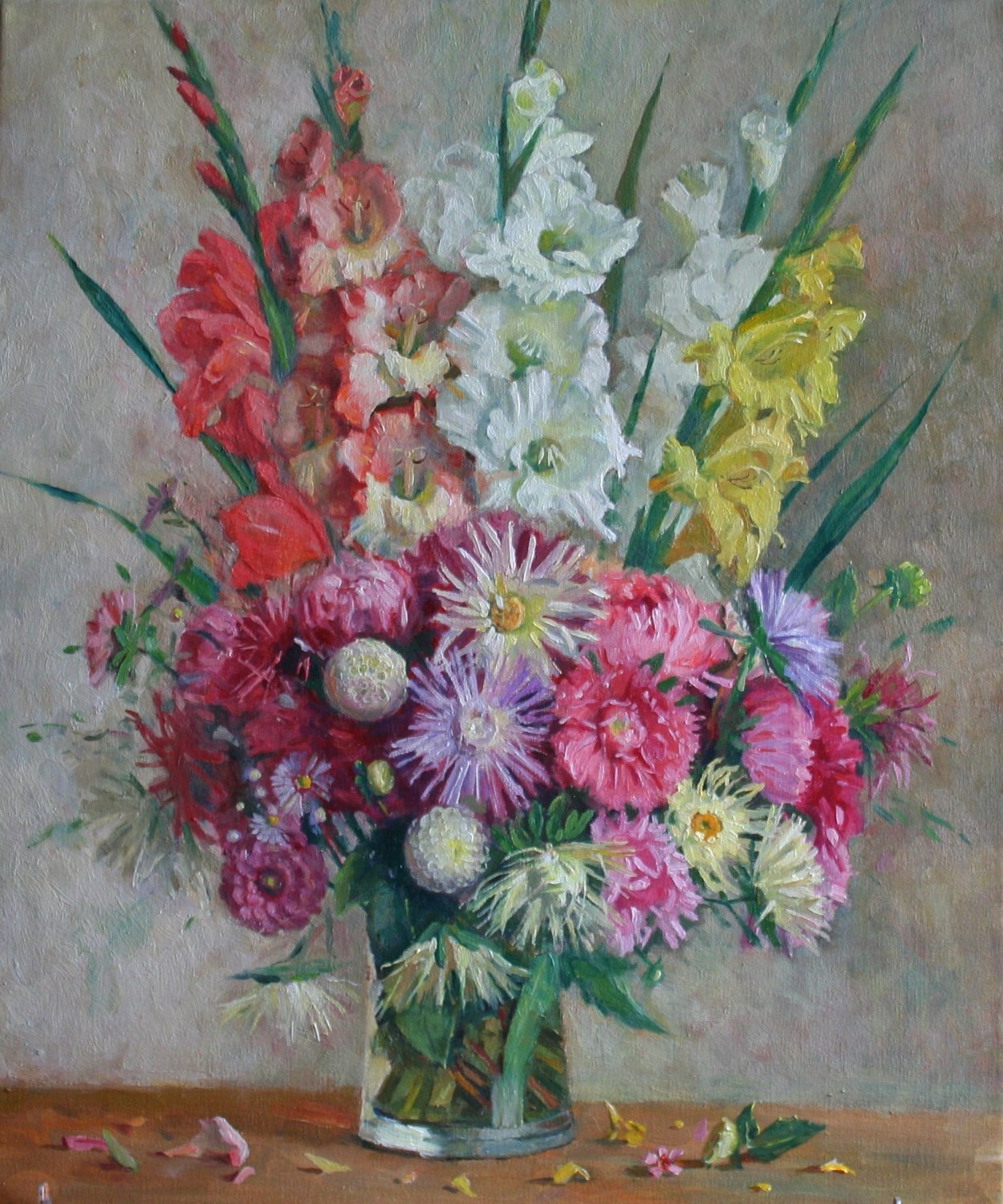 Букеты георгины с гладиолусами