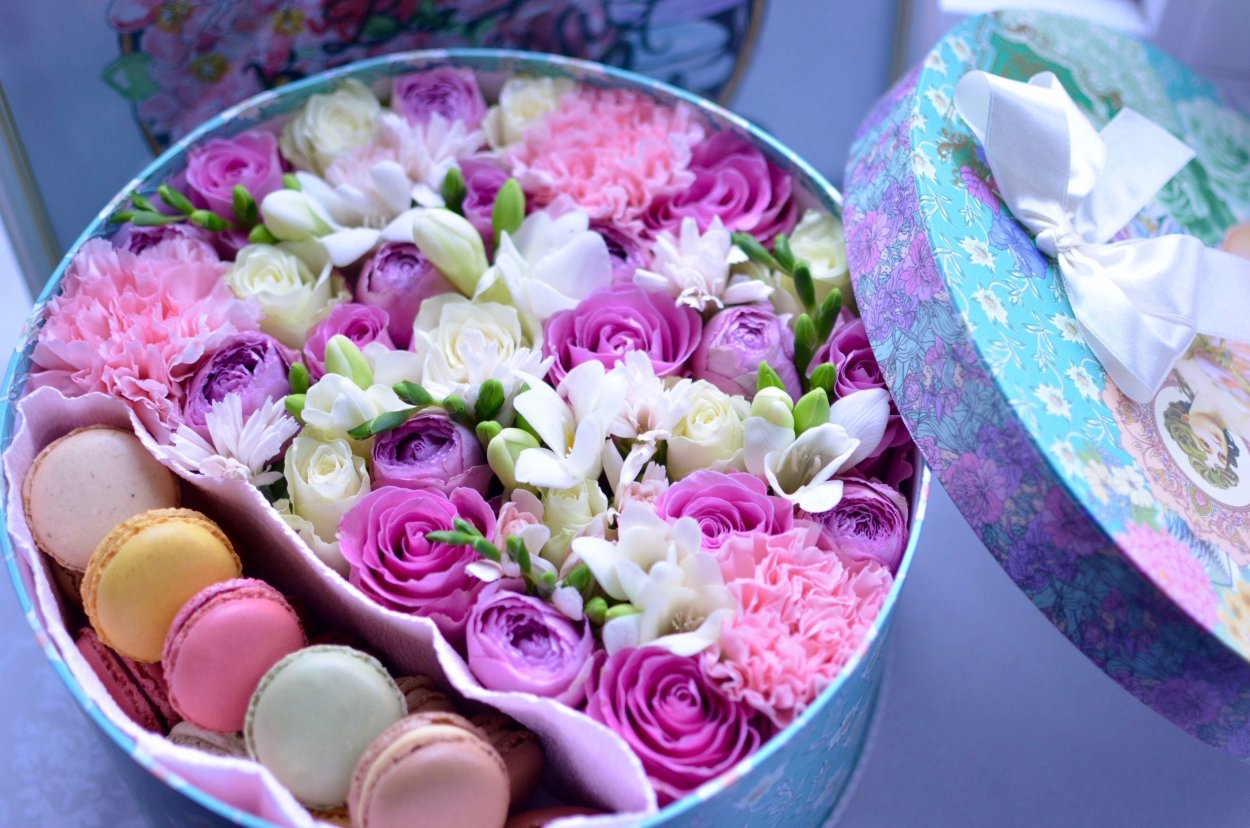 Красивые букеты роз в коробках