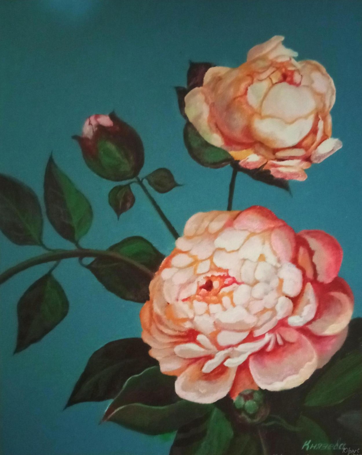 Холодный батик пионы