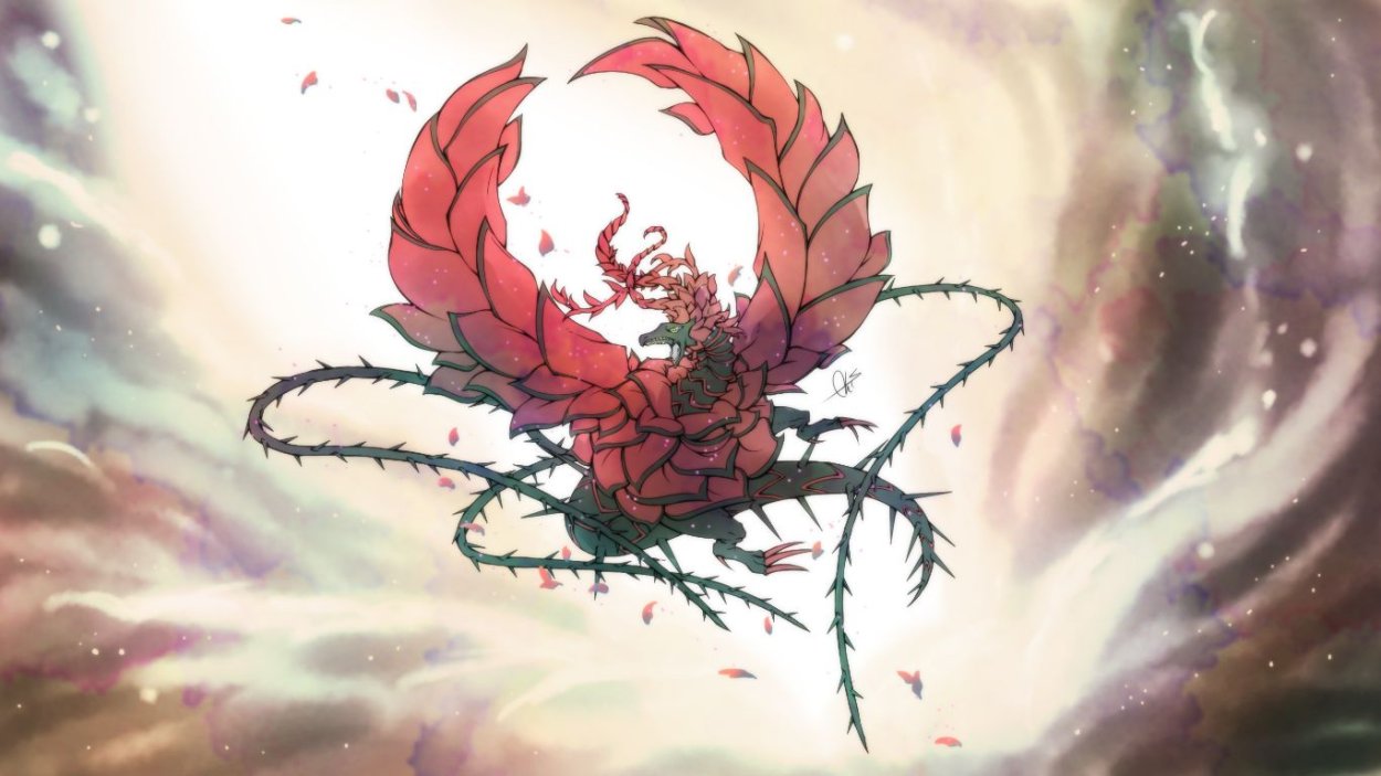 Аниме арт дракон роза